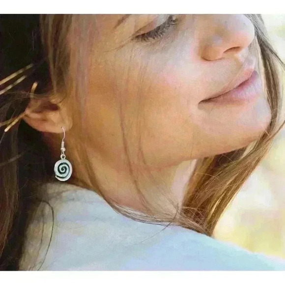 Spiral earrings dangle bohemian boho minimalist jewelry for women - Picture 3 of 11